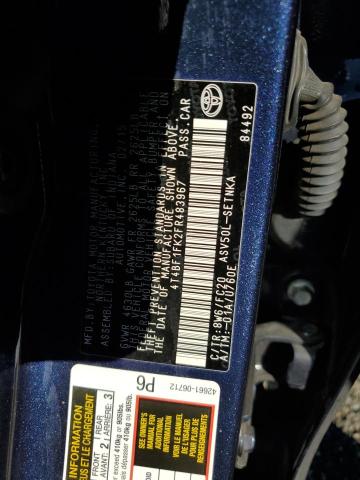 4T4BF1FK2FR483967 - 2015 TOYOTA CAMRY LE BLUE photo 12