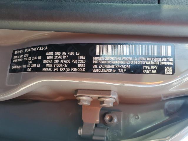 ZACNJBAB1KPK75255 - 2019 JEEP RENEGADE SPORT GRAY photo 13