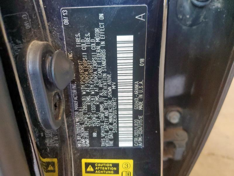 5TDZK3EH7DS129812 - 2013 TOYOTA HIGHLANDER BASE Schwarz Foto 13