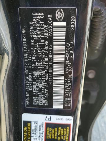 4T1BF1FK1FU007445 - 2015 TOYOTA CAMRY LE BLACK photo 12