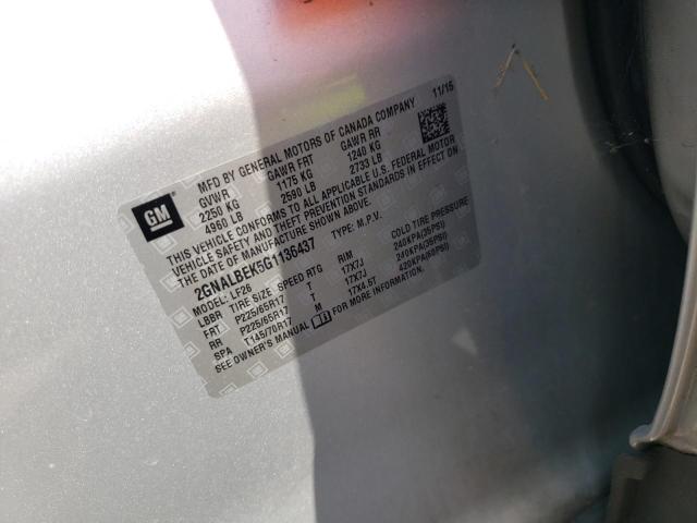 2GNALBEK5G1136437 - 2016 CHEVROLET EQUINOX LS ვერცხლისფერი ფოტო 12