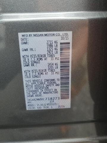 5N1AR2MN9FC718273 - 2015 NISSAN PATHFINDER S Сірий фото 13