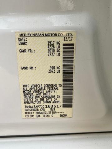 1N4AL3AP7JC163517 - 2018 NISSAN ALTIMA 2.5 白色 照片 10