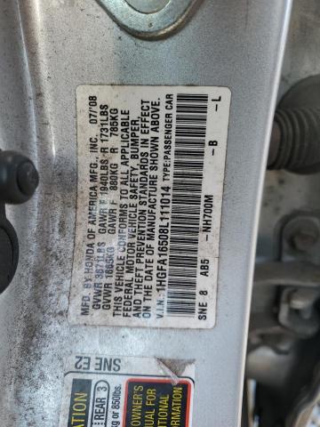 1HGFA16508L111014 - 2008 HONDA CIVIC LX SILVER photo 12