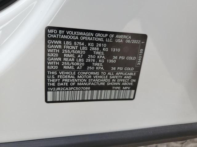 1V2JR2CA3PC507086 - 2023 VOLKSWAGEN ATLAS SE WHITE photo 12