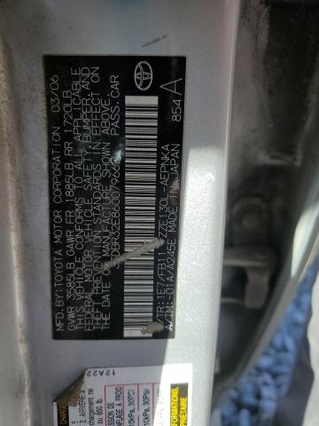 JTDBR32E860079662 - 2006 TOYOTA COROLLA CE SILVER photo 12