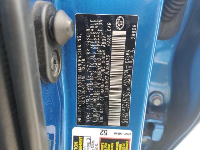 4T1B11HK7JU096426 - 2018 TOYOTA CAMRY L BLUE photo 12