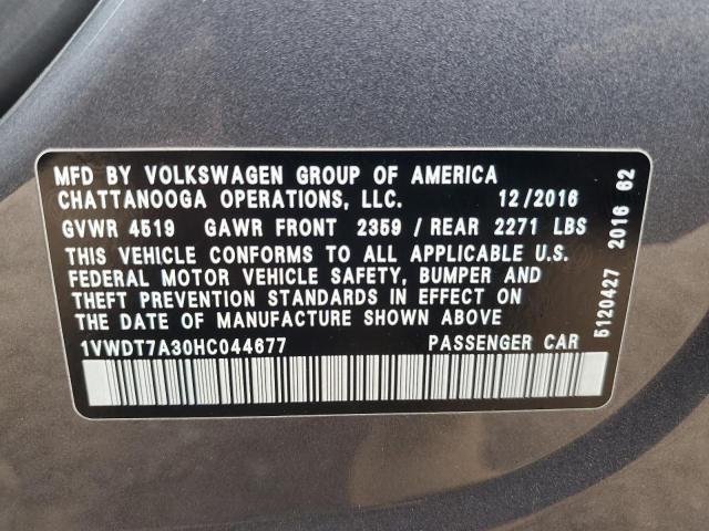 1VWDT7A30HC044677 - 2017 VOLKSWAGEN PASSAT R-LINE 石墨色 照片 12