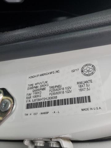 5J8TB4H72HL808068 - 2017 ACURA RDX ADVANCE WHITE photo 13