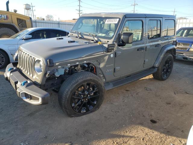1C4JJXP67NW232216 - 2022 JEEP WRANGLER U SAHARA 4XE GRAY photo 1