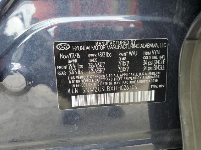 5NMZU3LBXHH026305 - 2017 HYUNDAI SANTA FE S 蓝色 照片 13