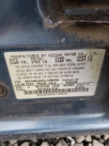 3N1CB51D21L438550 - 2001 NISSAN SENTRA XE BLUE photo 12