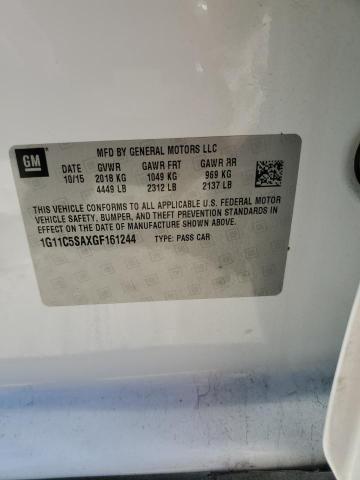 1G11C5SAXGF161244 - 2016 CHEVROLET MALIBU LIM LT თეთრი ფოტო 12