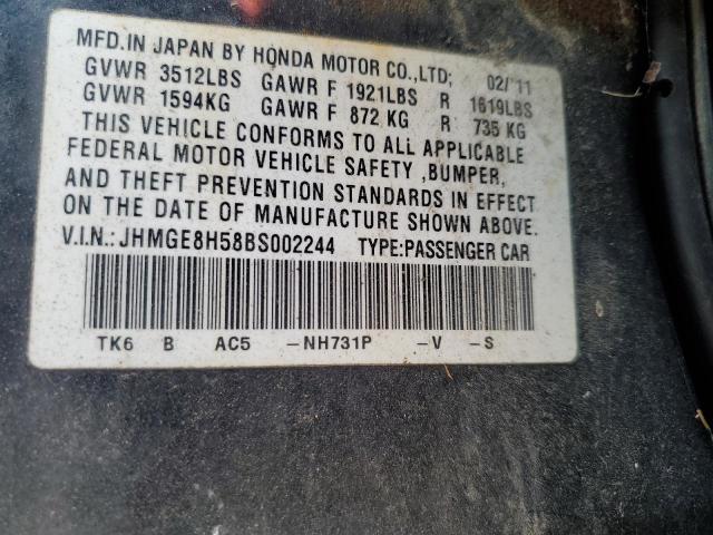 JHMGE8H58BS002244 - 2011 HONDA FIT SPORT 黑色 照片 12