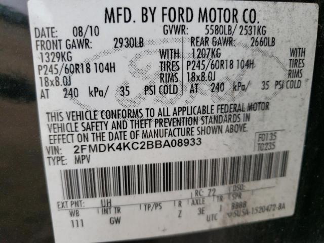 2FMDK4KC2BBA08933 - 2011 FORD EDGE LIMITED BLACK photo 13