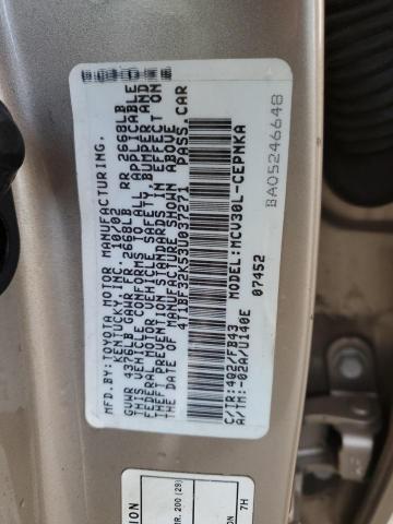 4T1BF32K53U037271 - 2003 TOYOTA CAMRY LE TAN photo 12