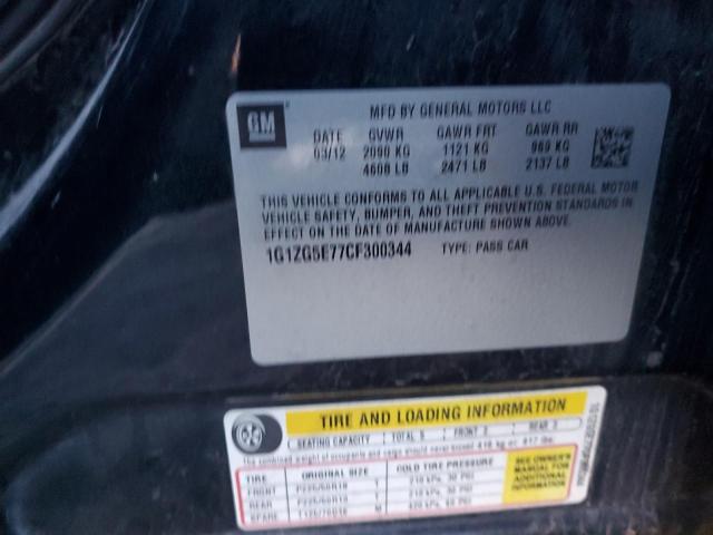 1G1ZG5E77CF300344 - 2012 CHEVROLET MALIBU LTZ შავი ფოტო 12