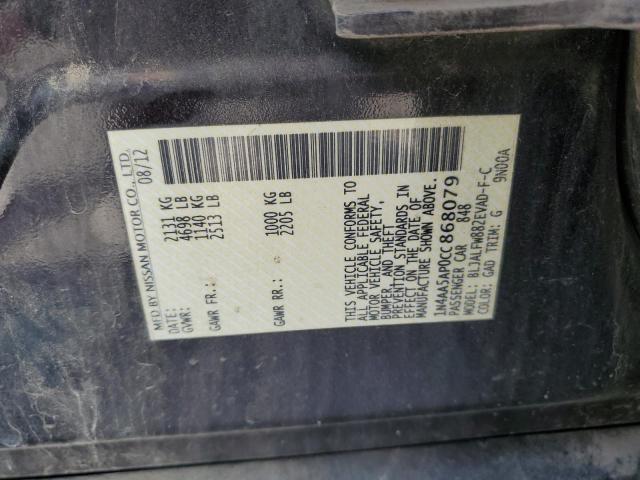 1N4AA5AP0CC868079 - 2012 NISSAN MAXIMA S PURPLE photo 12