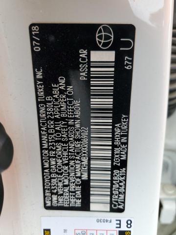 NMTKHMBXXKR069022 - 2019 TOYOTA C-HR XLE WHITE photo 13