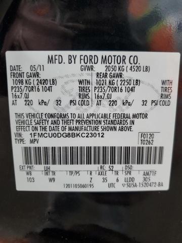 1FMCU0DG8BKC23012 - 2011 FORD ESCAPE XLT BLACK photo 13