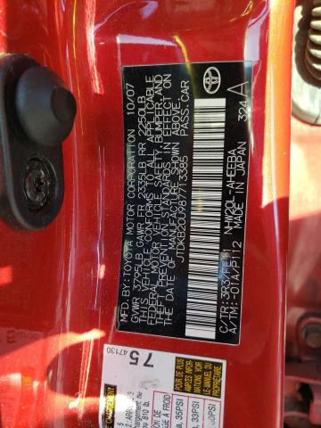 JTDKB20U987713385 - 2008 TOYOTA PRIUS MAROON photo 12