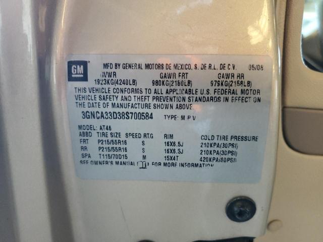 3GNCA33D38S700584 - 2008 CHEVROLET HHR LS TAN photo 12