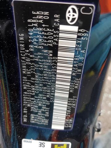 5YFB4MDE1RP205730 - 2024 TOYOTA COROLLA LE BLACK photo 12