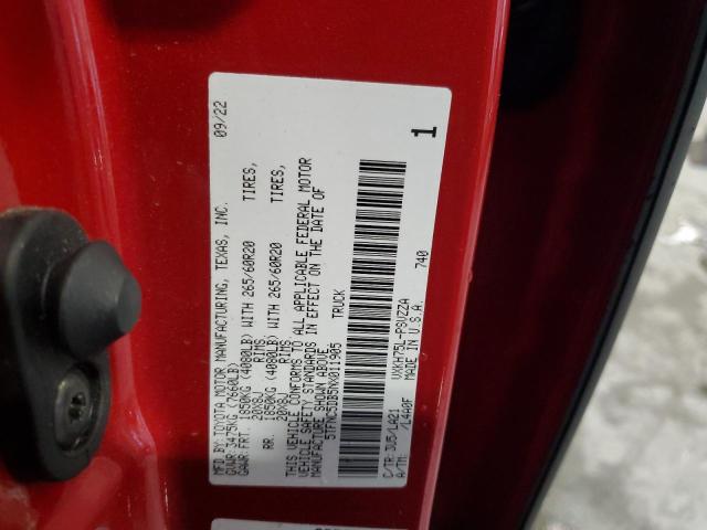 5TFNC5DB5NX011905 - 2022 TOYOTA TUNDRA CREWMAX PLATINUM წითელი ფოტო 13