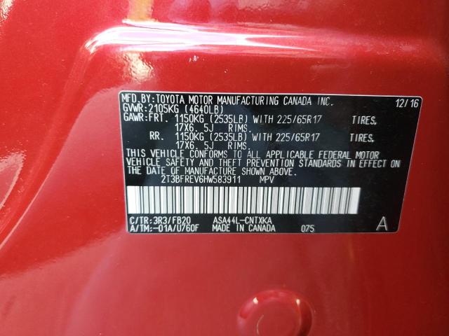 2T3BFREV6HW583911 - 2017 TOYOTA RAV4 LE Qırmızı foto 13