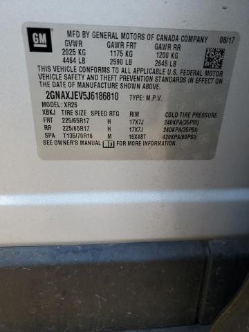 2GNAXJEV5J6186810 - 2018 CHEVROLET EQUINOX LT 银色 照片 13