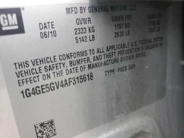 1G4GE5GV4AF315618 - 2010 BUICK LACROSSE CXS Argent photo 12