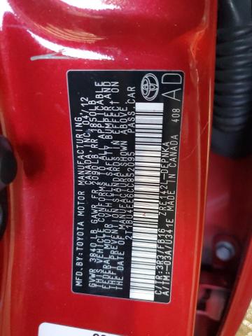 2T1BU4EE6CC852095 - 2012 TOYOTA COROLLA BASE Կարմիր լուսանկար 12