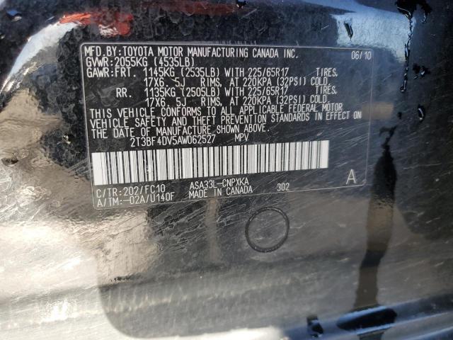 2T3BF4DV5AW062527 - 2010 TOYOTA RAV4 BLACK photo 13