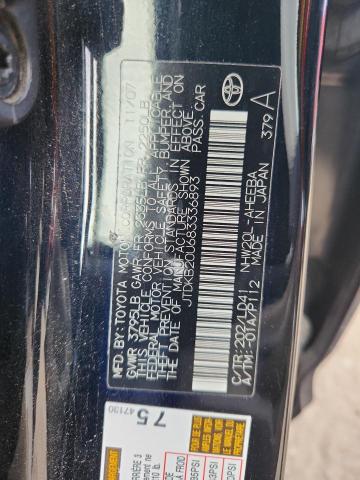 JTDKB20U683336893 - 2008 TOYOTA PRIUS შავი ფოტო 12