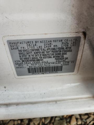 3N1CN7AP9KL800131 - 2019 NISSAN VERSA S Beyaz fotoğraf 13