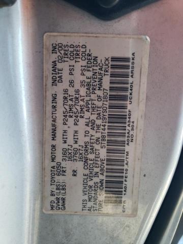 5TBBT4419YS071807 - 2000 TOYOTA TUNDRA ACCESS CAB ვერცხლისფერი ფოტო 12