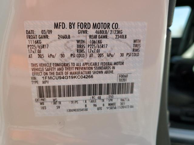 1FMCU94G19KC04266 - 2009 FORD ESCAPE LIMITED WHITE photo 14