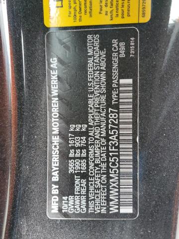 WMWXM5C51F3A57287 - 2015 MINI COOPER BLACK photo 13