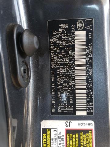 2T1BU4EE8AC477338 - 2010 TOYOTA COROLLA BASE GRAY photo 12