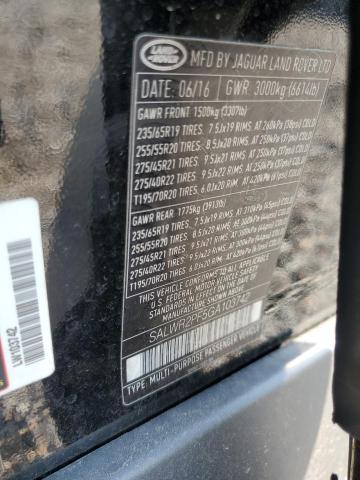 SALWR2PF5GA103742 - 2016 LAND ROVER RANGE ROVE HSE BLACK photo 13