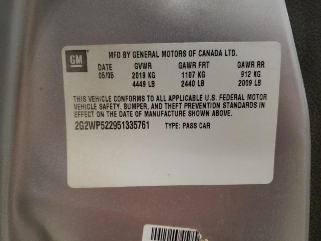 2G2WP522951335761 - 2005 PONTIAC GRAND PRIX 银色 照片 12
