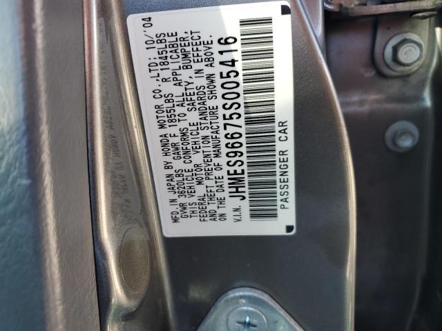 JHMES96675S005416 - 2005 HONDA CIVIC HYBRID SILVER photo 12