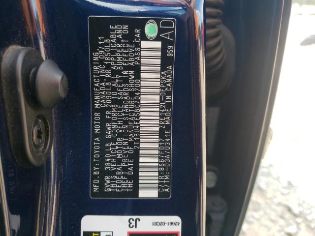 2T1BU4EE5BC704700 - 2011 TOYOTA COROLLA BASE Mavi foto 13