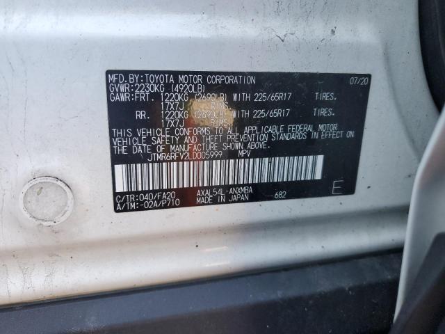 JTMR6RFV2LD005999 - 2020 TOYOTA RAV4 XLE WHITE photo 12