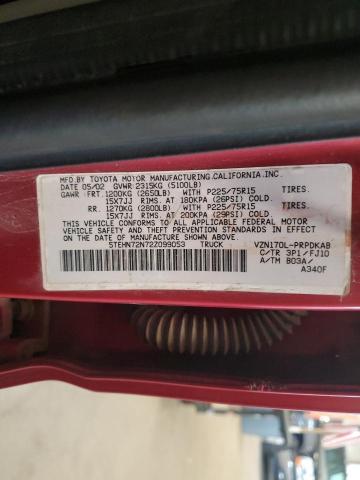 5TEHN72N72Z099053 - 2002 TOYOTA TACOMA DOUBLE CAB 红色 照片 12
