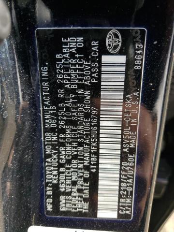 4T1BF1FK5HU616797 - 2017 TOYOTA CAMRY LE BLACK photo 12