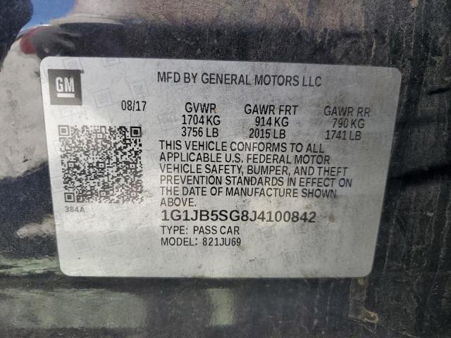 1G1JB5SG8J4100842 - 2018 CHEVROLET SONIC LS 黑色 照片 12