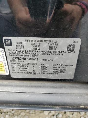 1GNKRGKDXHJ155918 - 2017 CHEVROLET TRAVERSE LT 黑色 照片 12