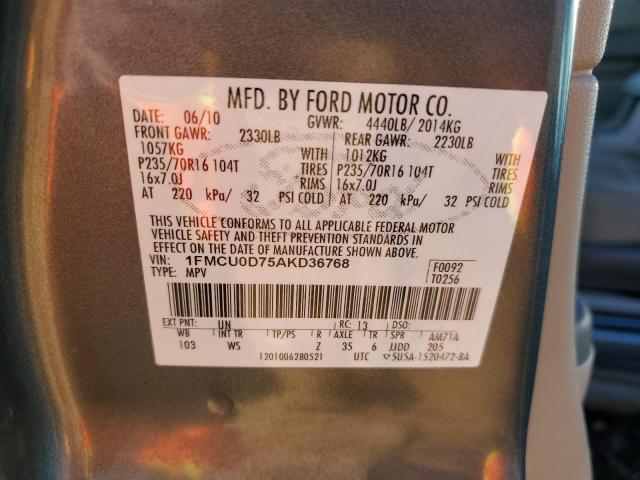 1FMCU0D75AKD36768 - 2010 FORD ESCAPE XLT BLUE photo 12