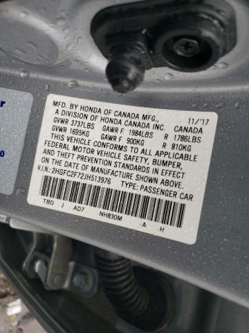 2HGFC2F72JH513976 - 2018 HONDA CIVIC EX Argent photo 12